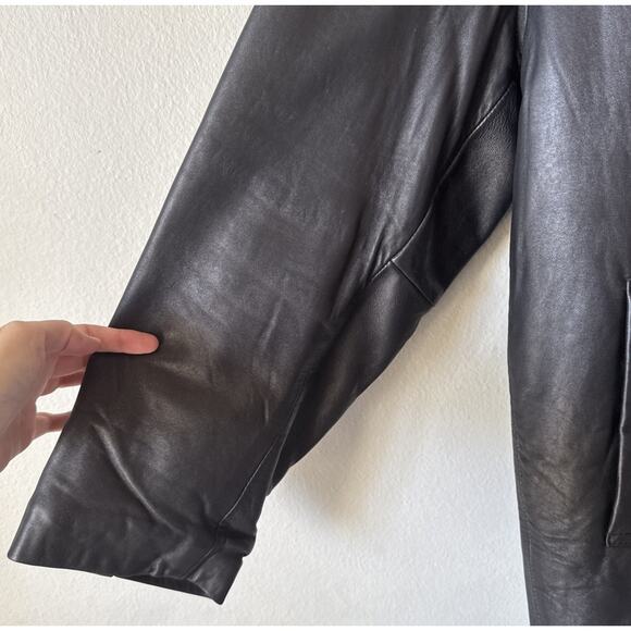 J Ferrar Men’s Size XL Black Leather Button Front Jacket Lined READ - Picture 4 of 9